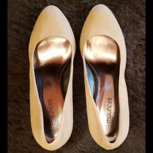 Beige suede high heels